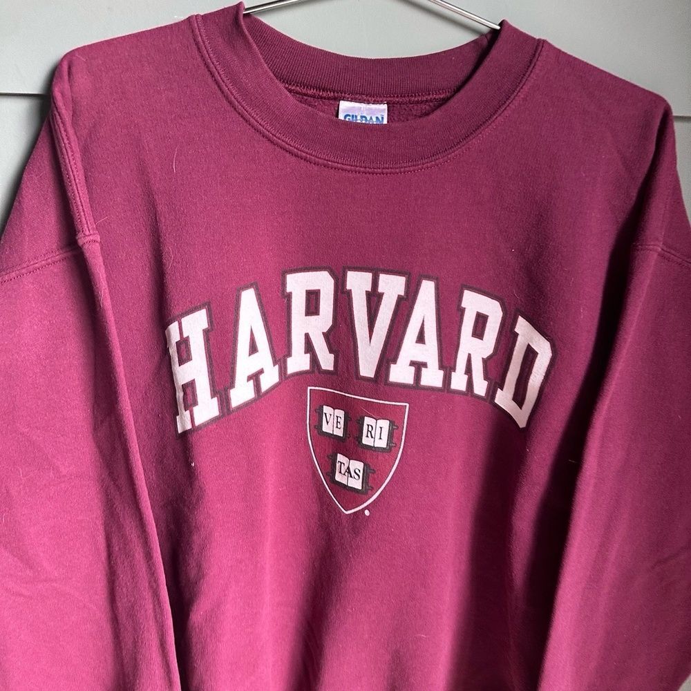 GILDAN Mens XL Maroon Harvard Vintage Crewneck Sweatshirt - Picture 3 of 7